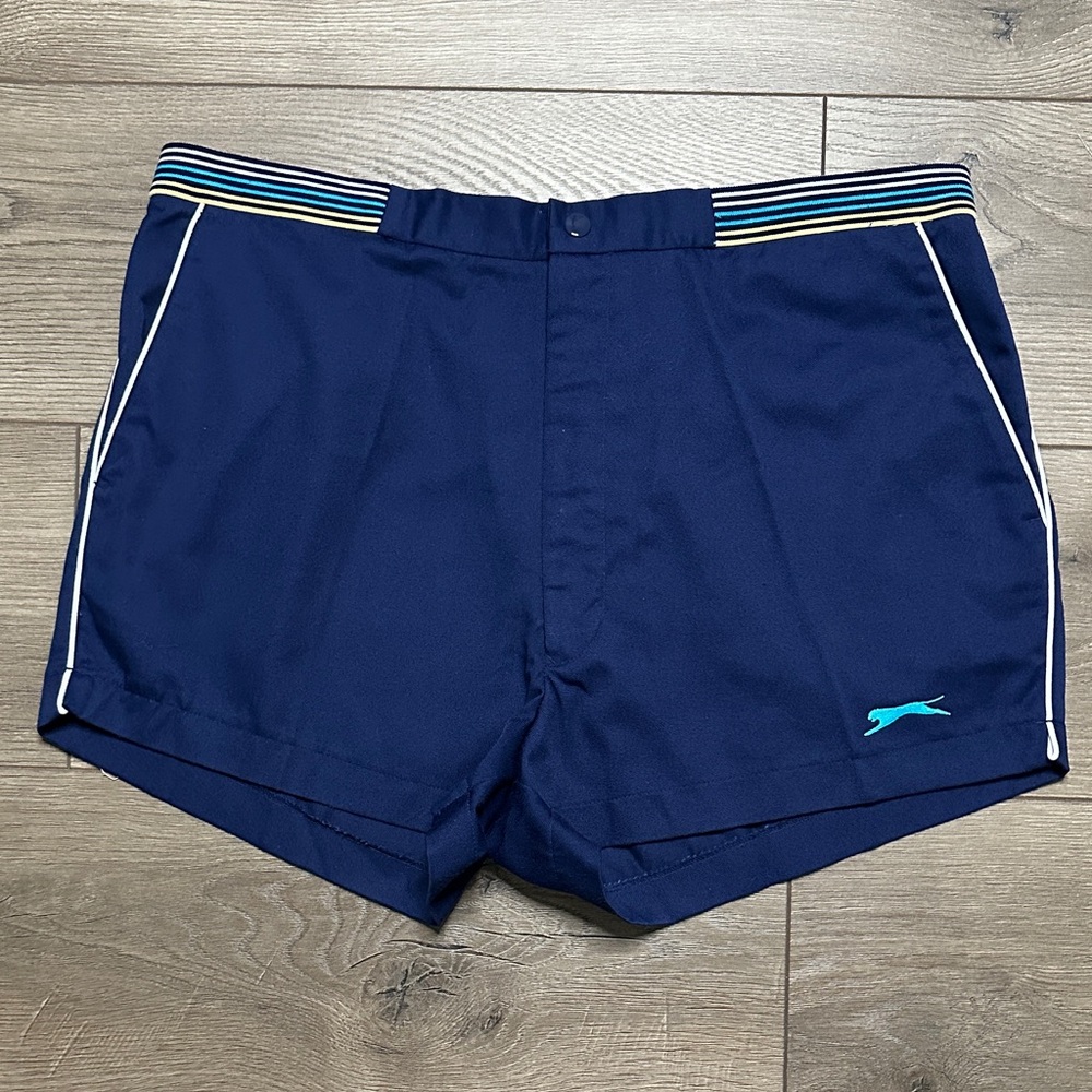 Slazenger Vintage 3” Tennis Shorts Retro Preppy Navy Blue Size 38‎